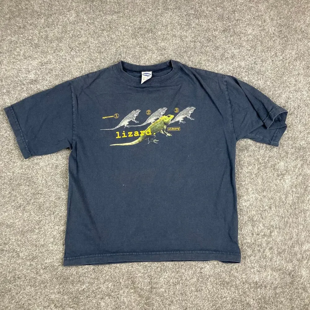 Old Navy‎ T-Shirt Kids Size L Blue Lizard Graphic Short Sleeve Casual